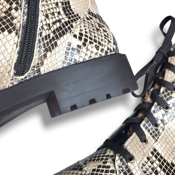 Linea Paolo Trinity Combat Boot in Cream Snake Sz 11 - Picture 10 of 14